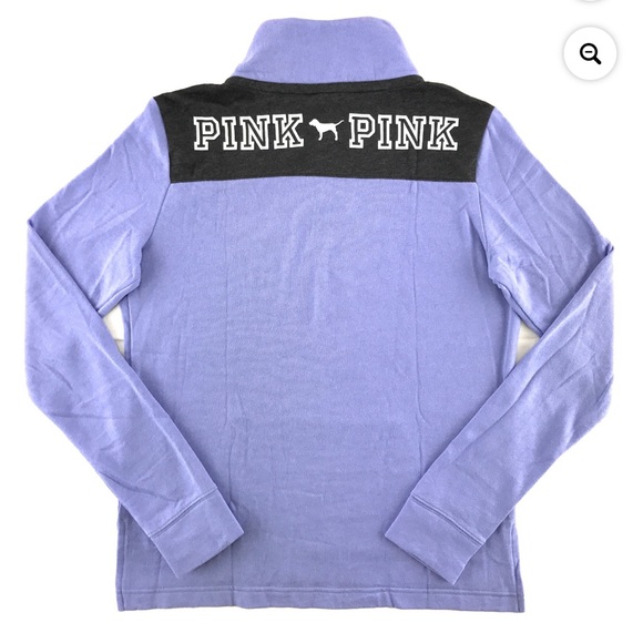 •PINK•MOCK NECK 1/4 ZIP FRESH VOLIET W/CHARCOAL GRAY COLORBLOCK PULLOVER XS - Picture 3 of 10